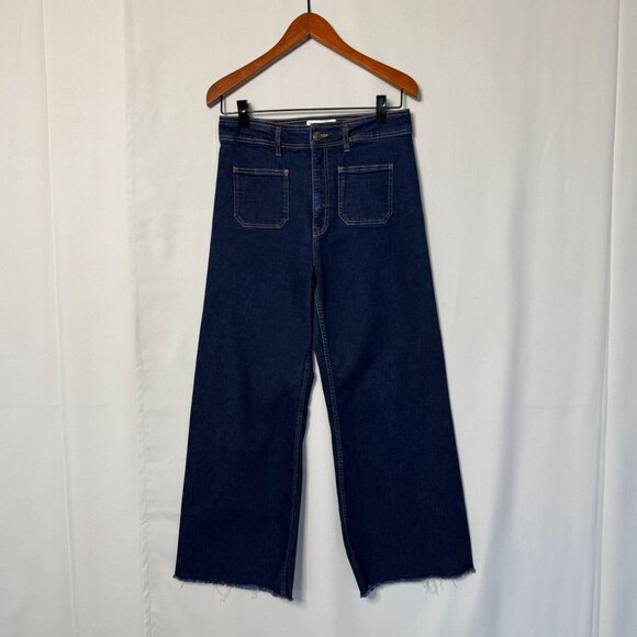 Zara The Patch Pockets Marine Straight in Iconic Blue Stretch Jeans Size 8 - Picture 2 of 12